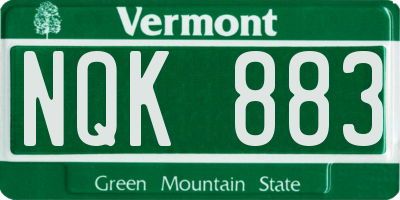VT license plate NQK883