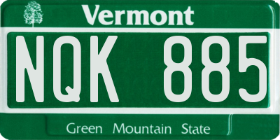 VT license plate NQK885