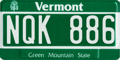 VT license plate NQK886