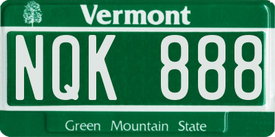 VT license plate NQK888