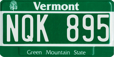 VT license plate NQK895