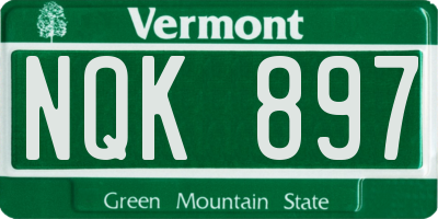 VT license plate NQK897