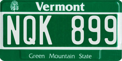 VT license plate NQK899
