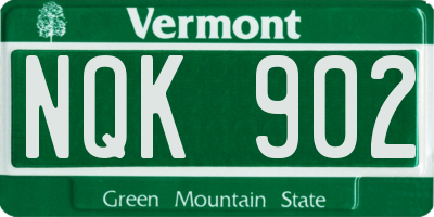 VT license plate NQK902