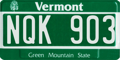 VT license plate NQK903