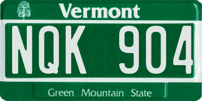 VT license plate NQK904