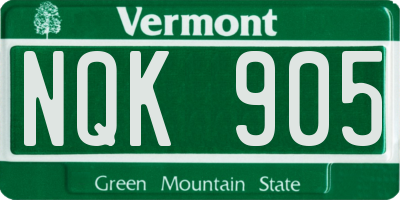 VT license plate NQK905