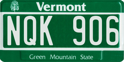 VT license plate NQK906