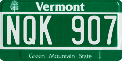 VT license plate NQK907