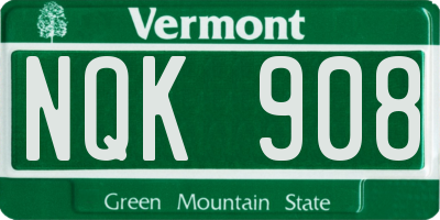 VT license plate NQK908