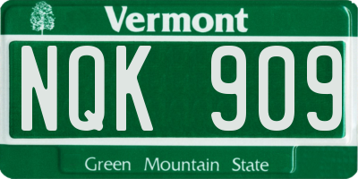 VT license plate NQK909