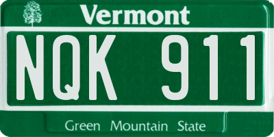 VT license plate NQK911
