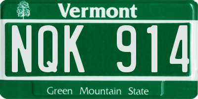 VT license plate NQK914