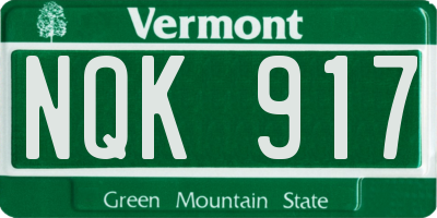 VT license plate NQK917