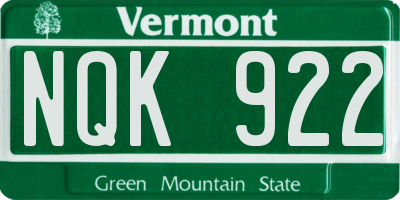 VT license plate NQK922