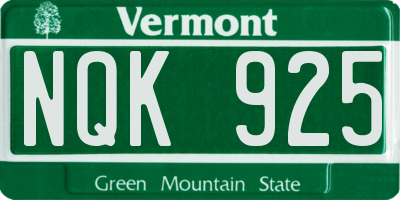 VT license plate NQK925