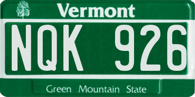 VT license plate NQK926