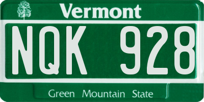 VT license plate NQK928
