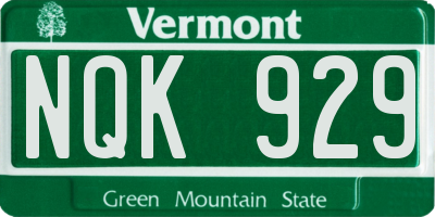 VT license plate NQK929