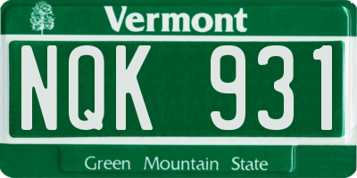 VT license plate NQK931