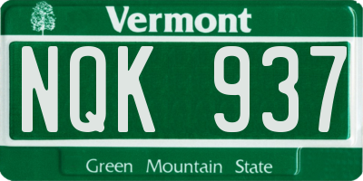 VT license plate NQK937