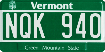 VT license plate NQK940