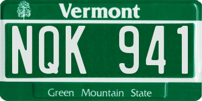 VT license plate NQK941