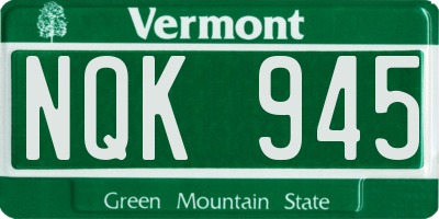 VT license plate NQK945