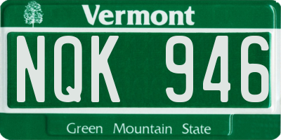 VT license plate NQK946