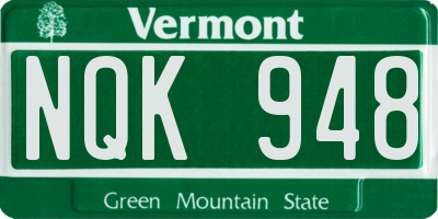 VT license plate NQK948