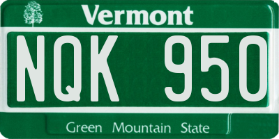 VT license plate NQK950