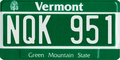 VT license plate NQK951