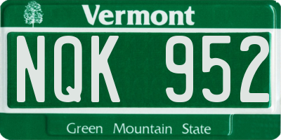 VT license plate NQK952