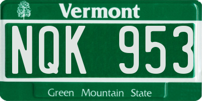 VT license plate NQK953