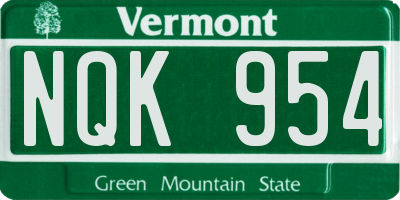 VT license plate NQK954