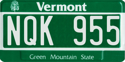 VT license plate NQK955