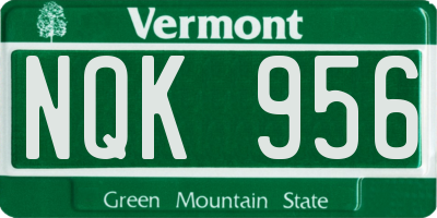 VT license plate NQK956