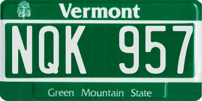 VT license plate NQK957