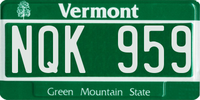 VT license plate NQK959