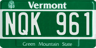 VT license plate NQK961