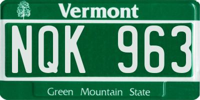 VT license plate NQK963