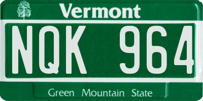 VT license plate NQK964