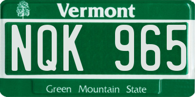 VT license plate NQK965