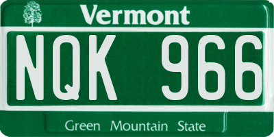 VT license plate NQK966