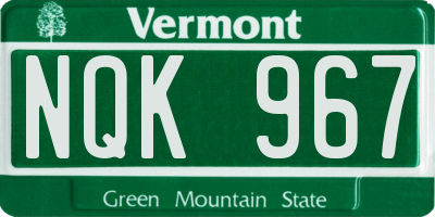 VT license plate NQK967