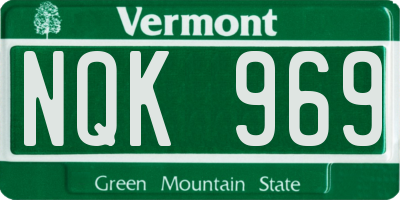 VT license plate NQK969