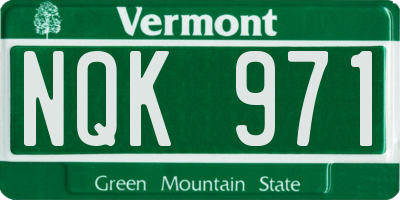 VT license plate NQK971