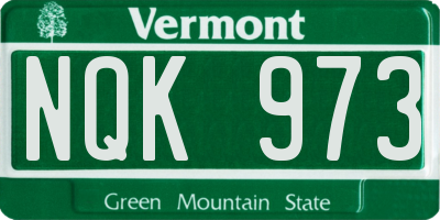 VT license plate NQK973