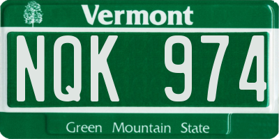 VT license plate NQK974