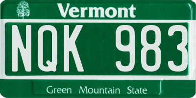 VT license plate NQK983